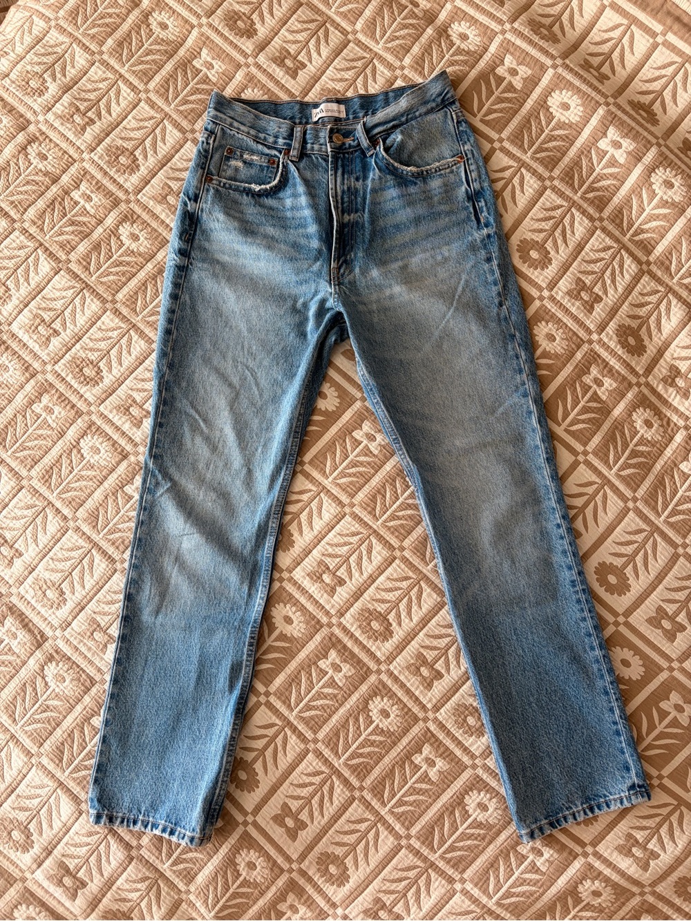 Zara Light Blue Straight-Leg Jeans
